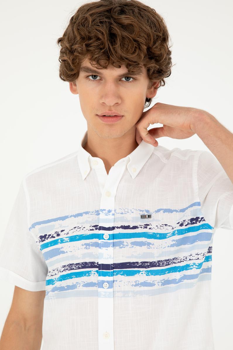 Erkek Saks Kısa Kollu Gömlek