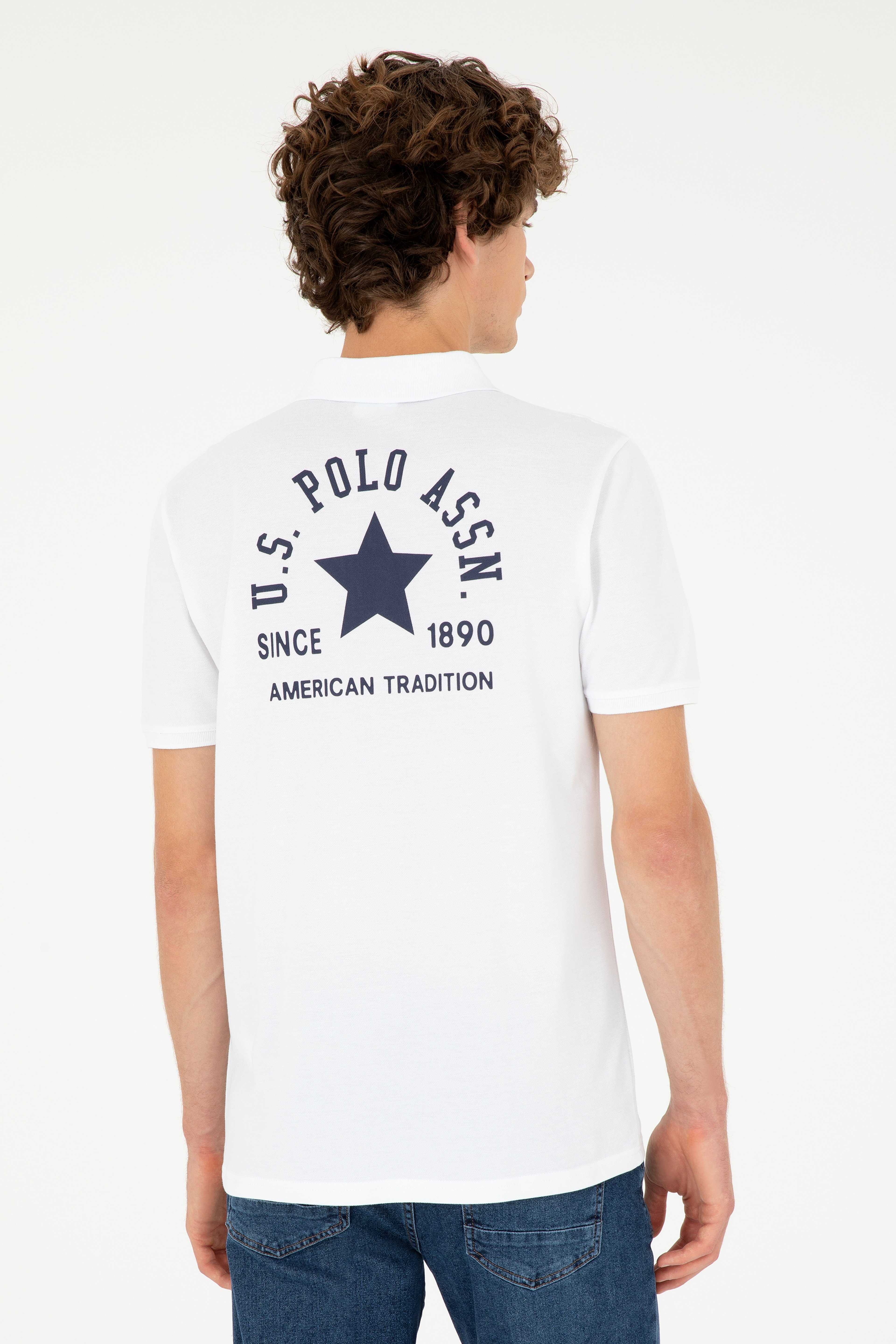 Erkek Regular Fit Polo Yaka Beyaz Tişört