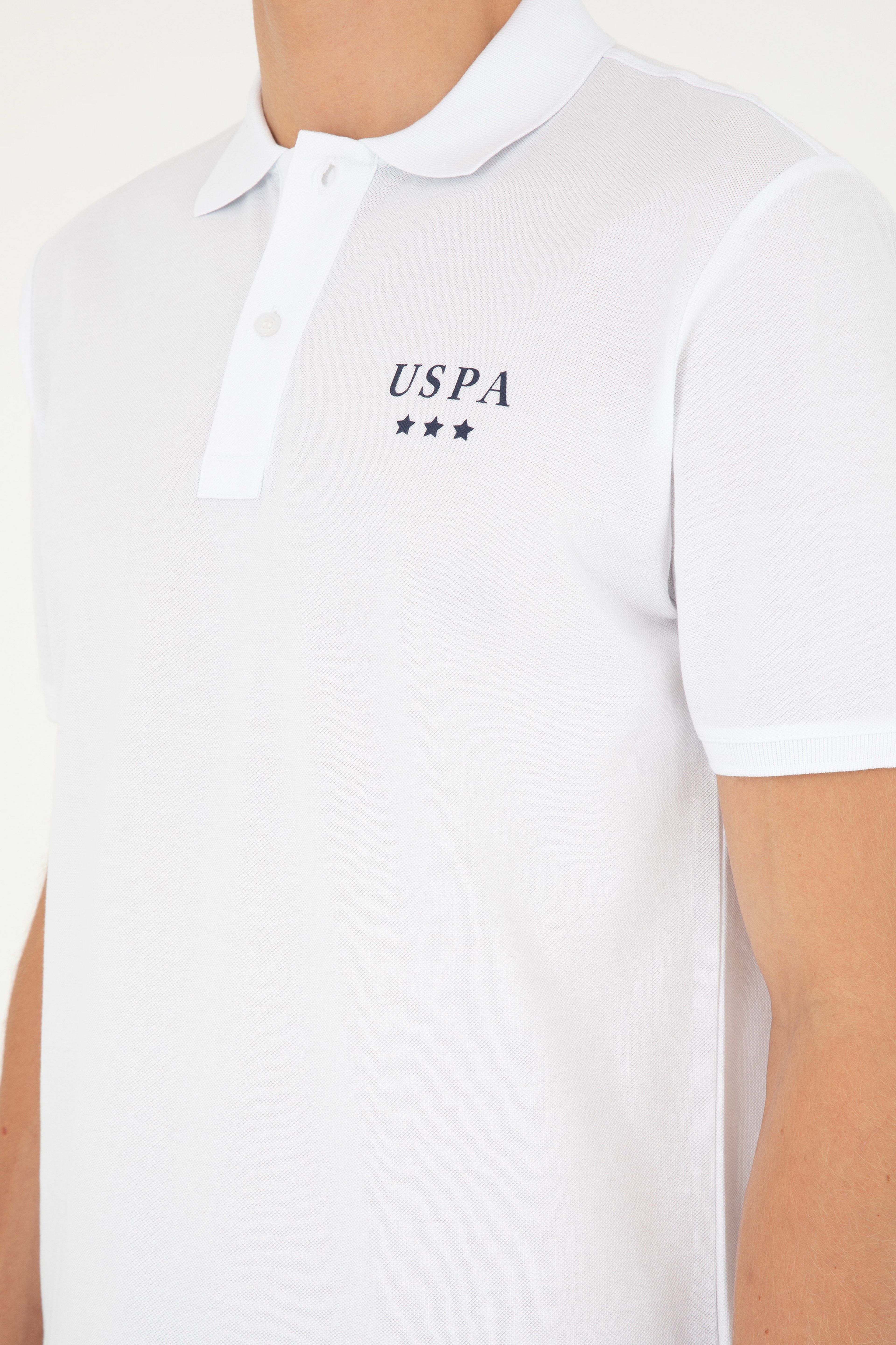 Erkek Regular Fit Polo Yaka Beyaz Tişört - Image 7