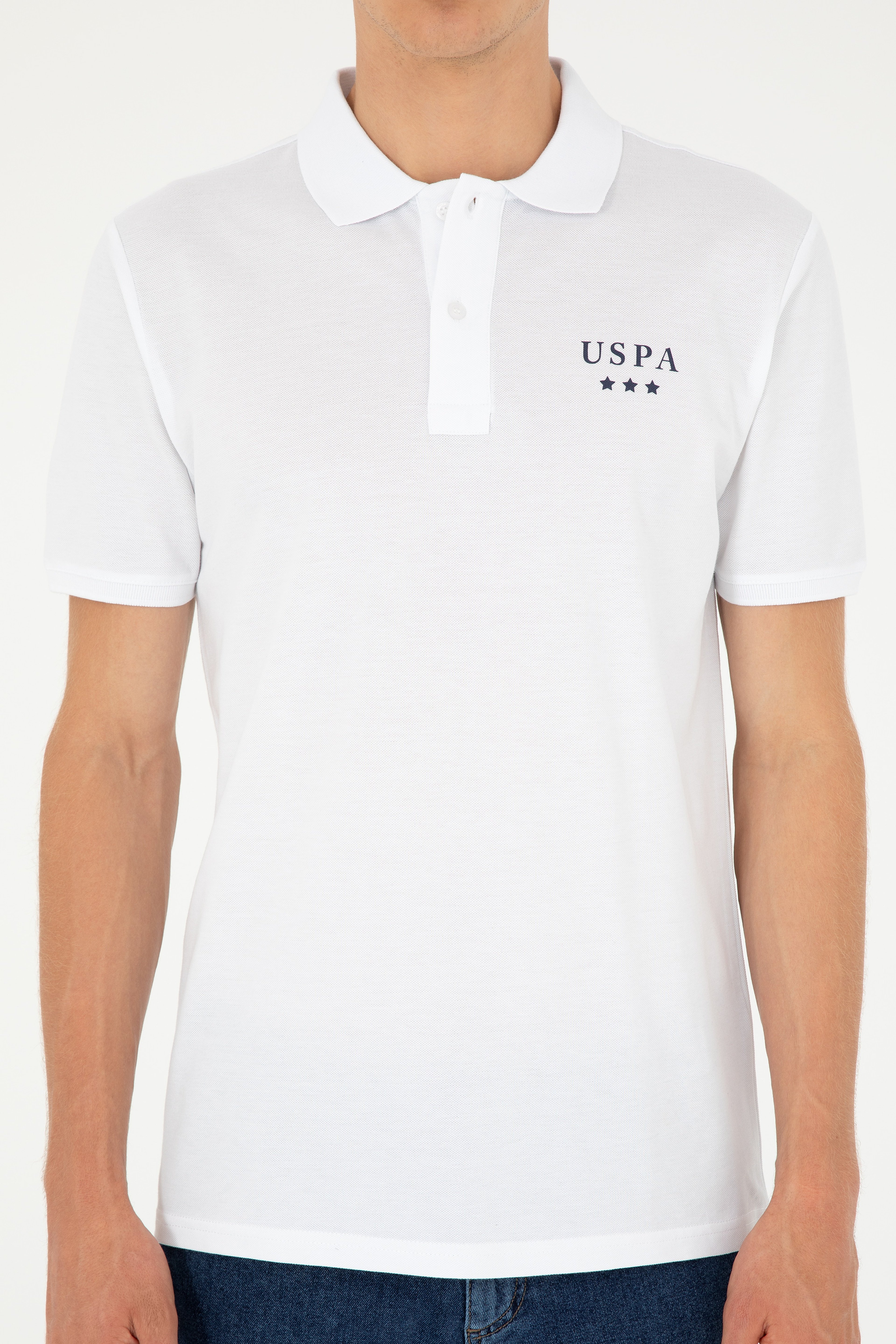 Erkek Regular Fit Polo Yaka Beyaz Tişört