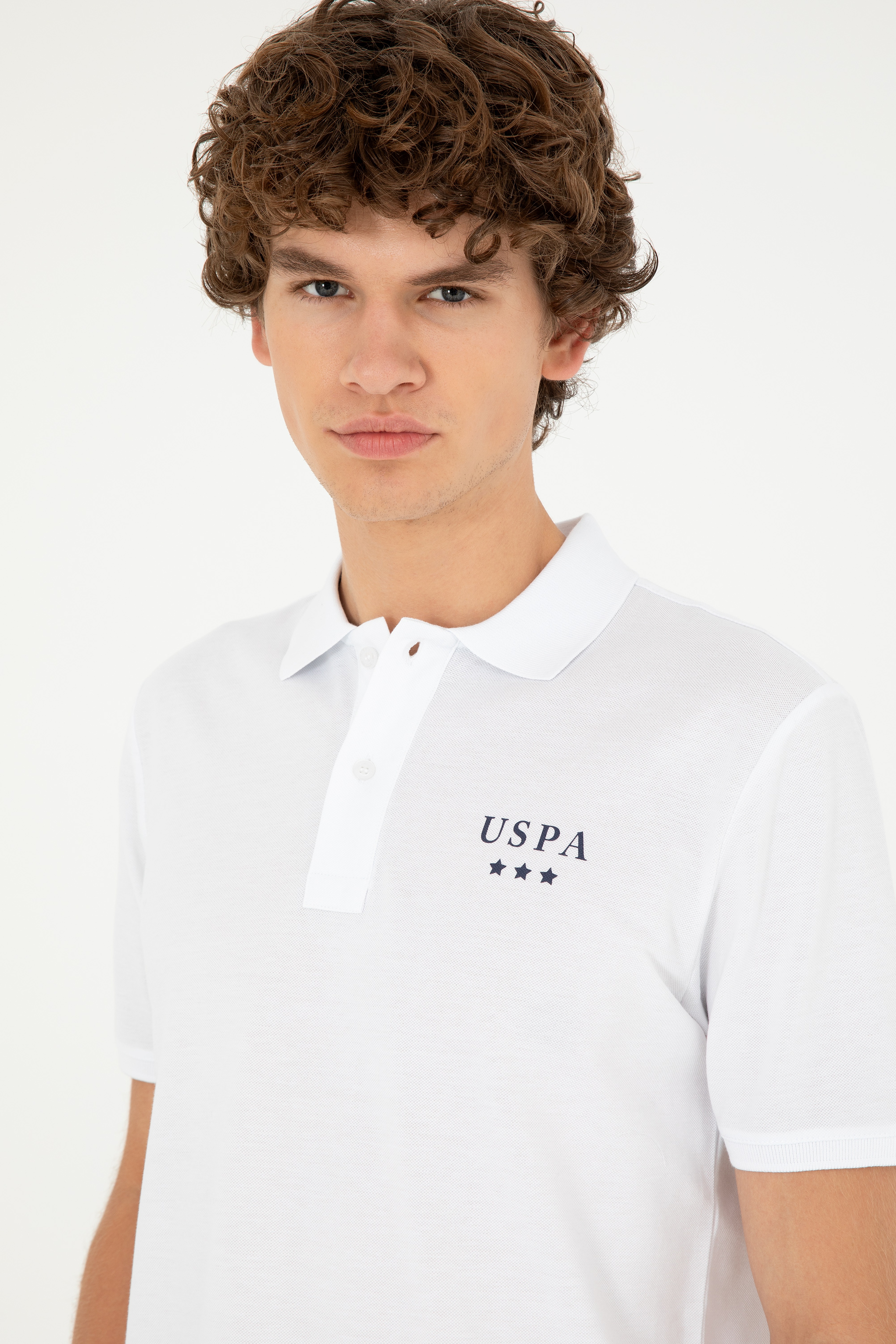 Erkek Regular Fit Polo Yaka Beyaz Tişört - Image 2