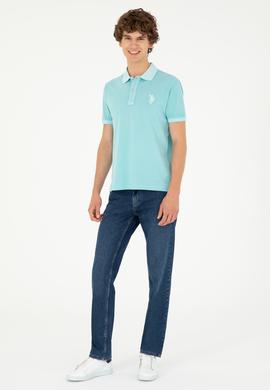Erkek Slim Fit Polo Yaka Mint Basic Tişört - 50294207058