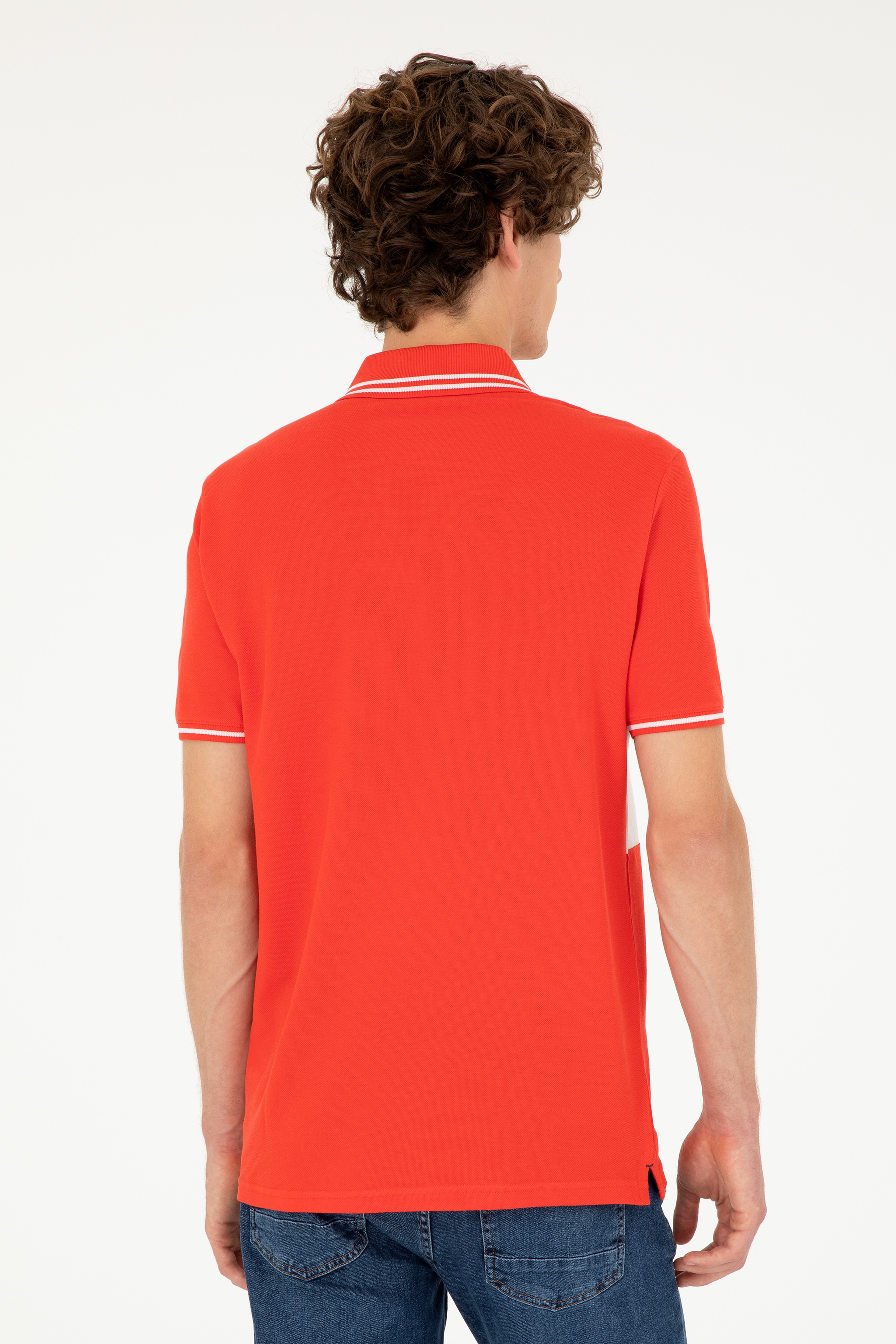 Erkek Regular Fit Polo Yaka Kırmızı Tişört - Image 5