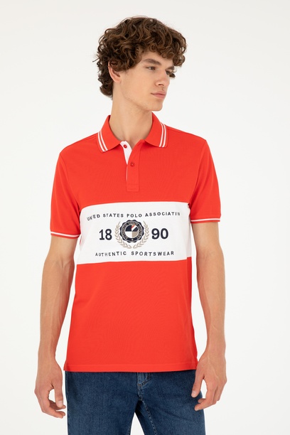 Erkek Regular Fit Polo Yaka Kırmızı Tişört