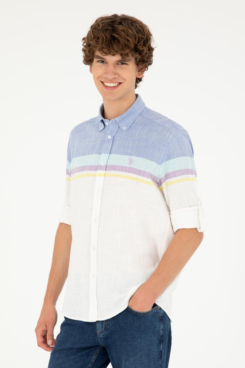 Erkek Saks Uzun Kollu Gömlek