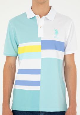 Erkek Regular Fit Polo Yaka Su Yeşili Tişört - 50281521036