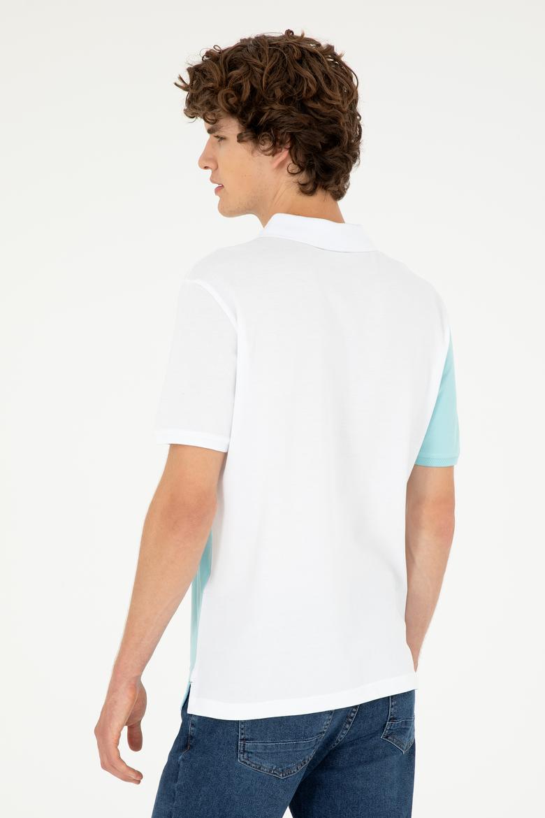 Erkek Regular Fit Polo Yaka Su Yeşili Tişört - 50281521036