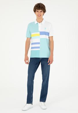 Erkek Regular Fit Polo Yaka Su Yeşili Tişört - 50281521036