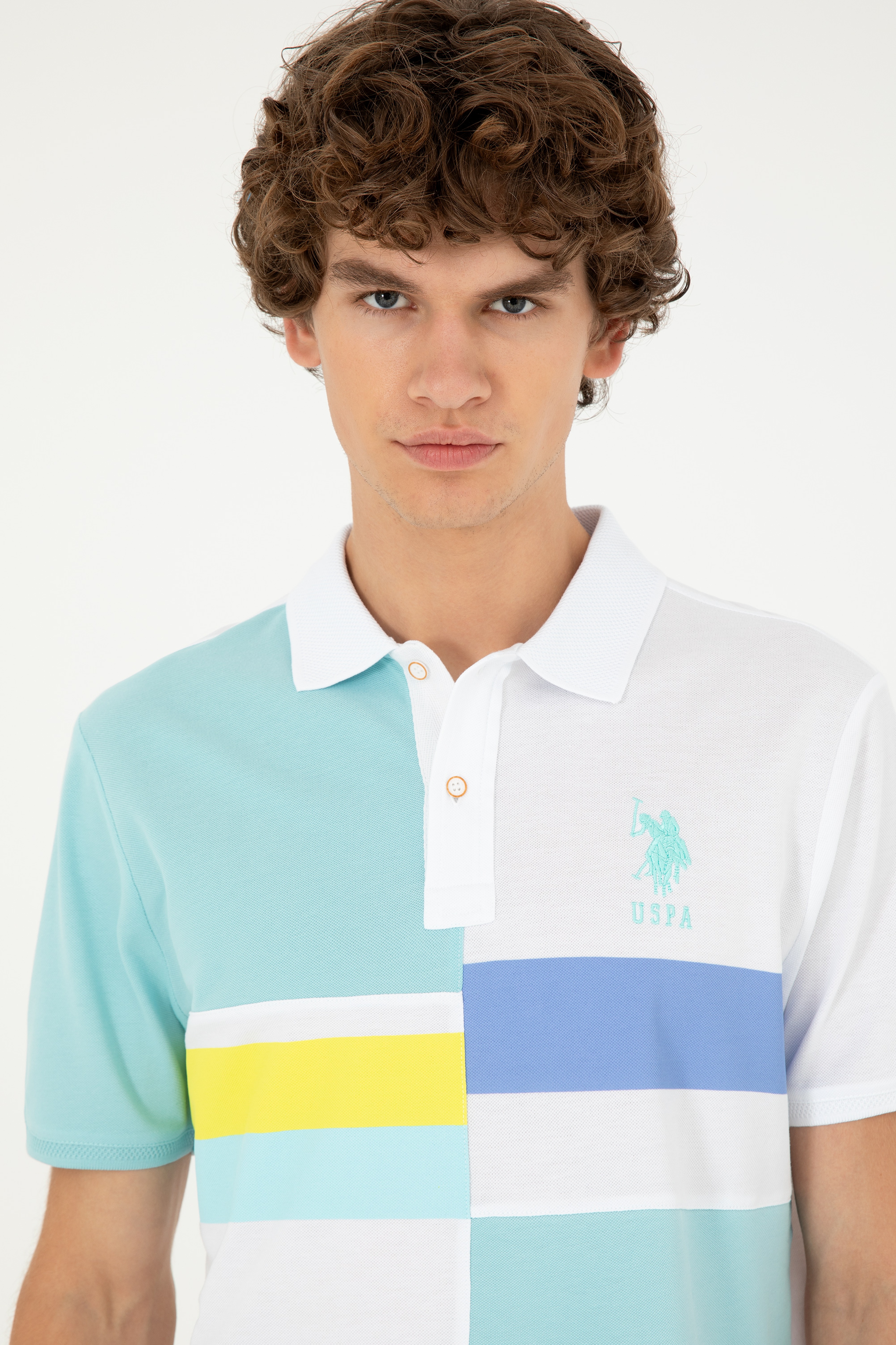 Erkek Regular Fit Polo Yaka Su Yeşili Tişört - Image 2