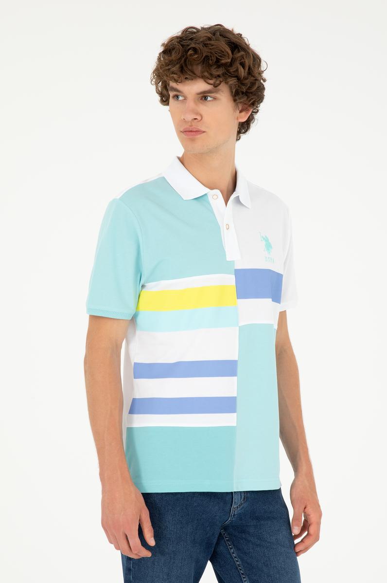 Erkek Regular Fit Polo Yaka Su Yeşili Tişört