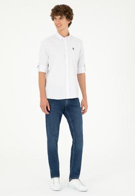 Erkek Lila Çizgili Beyaz Gömlek - 50288675025