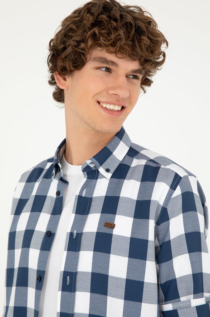 Erkek Lacivert Uzun Kollu Gömlek