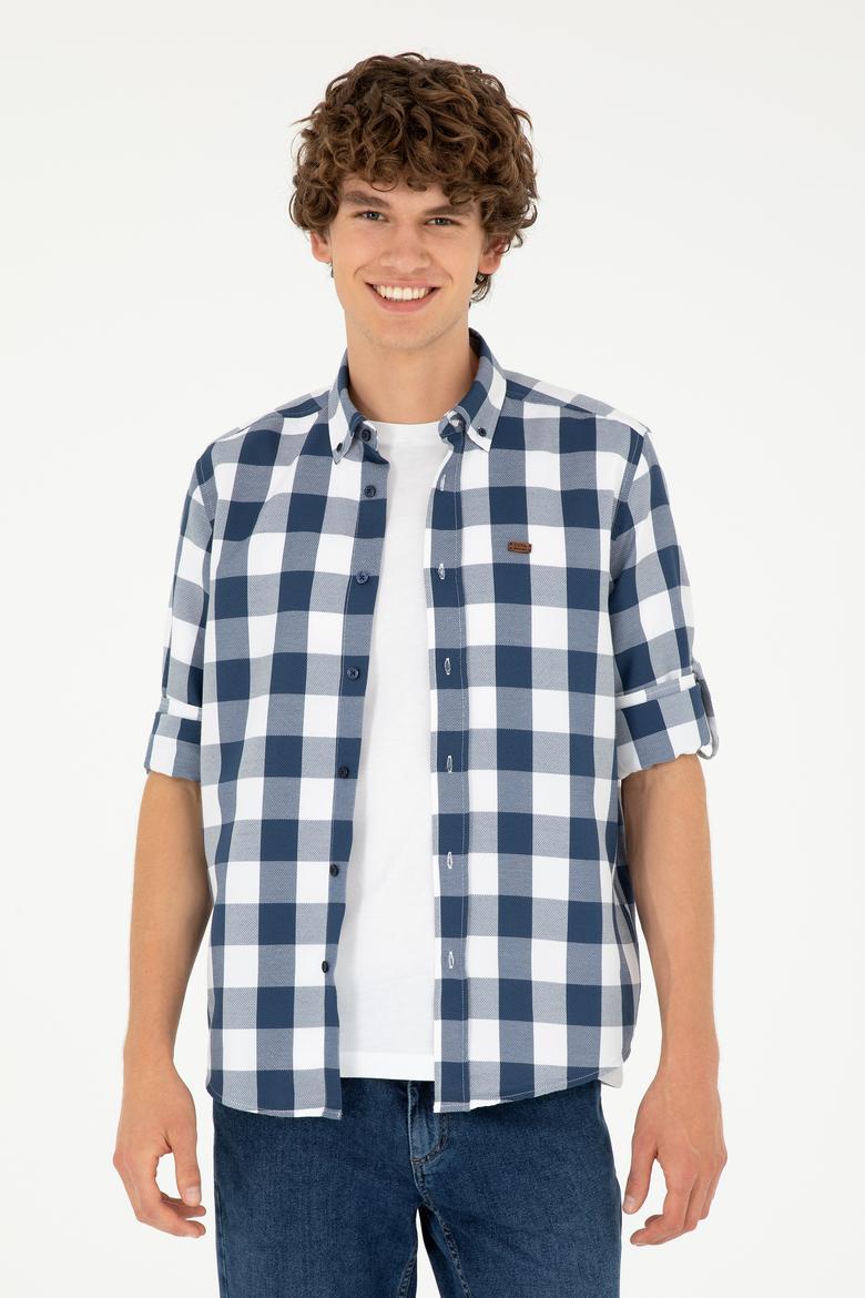 Erkek Lacivert Uzun Kollu Gömlek