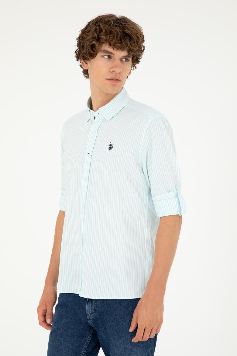 Erkek Su Yeşili Çizgili Gömlek - 50288675035