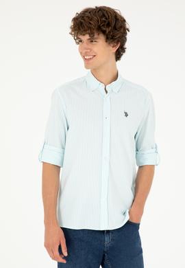 Erkek Su Yeşili Çizgili Gömlek - 50288675035