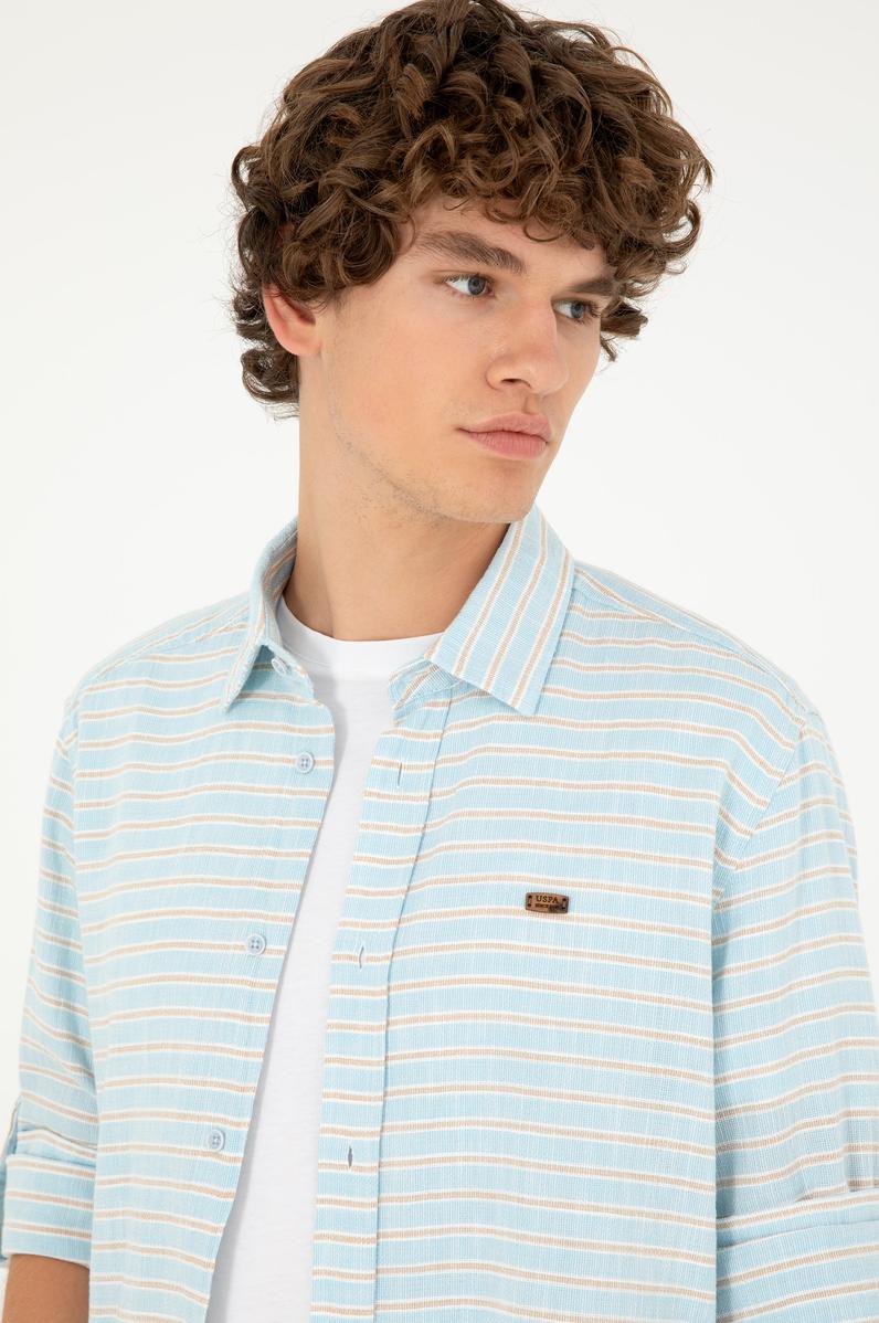 Erkek Mavi Uzun Kollu Gömlek