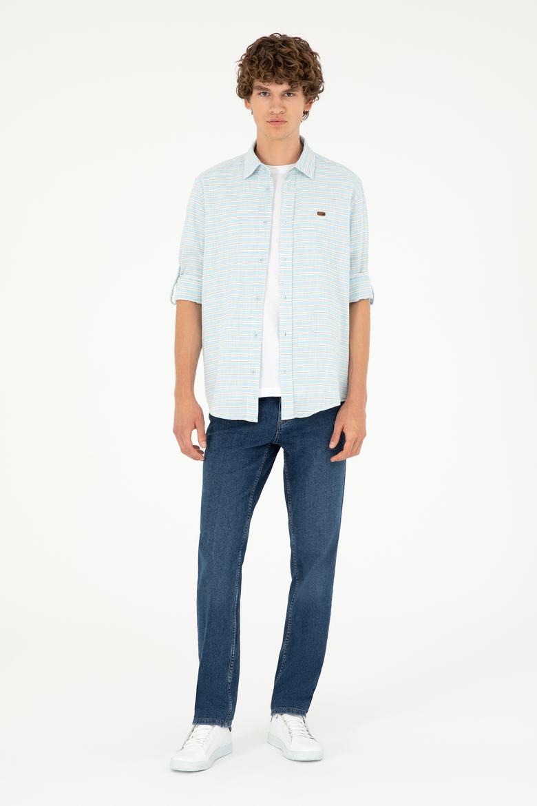 Erkek Mavi Uzun Kollu Gömlek - 50288676030