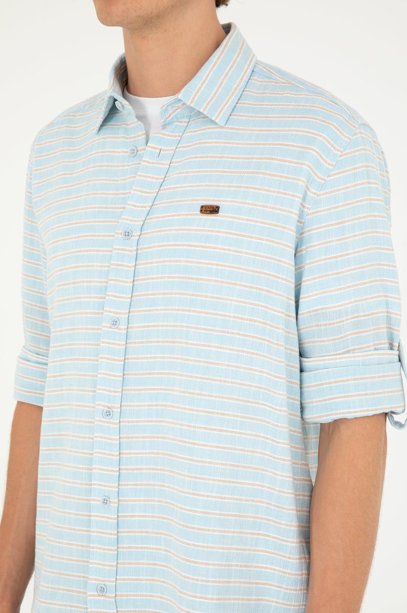 Erkek Mavi Uzun Kollu Gömlek