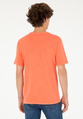 Erkek Regular Fit Bisiklet Yaka Nar Çiçeği Basic Tişört - 50279578051