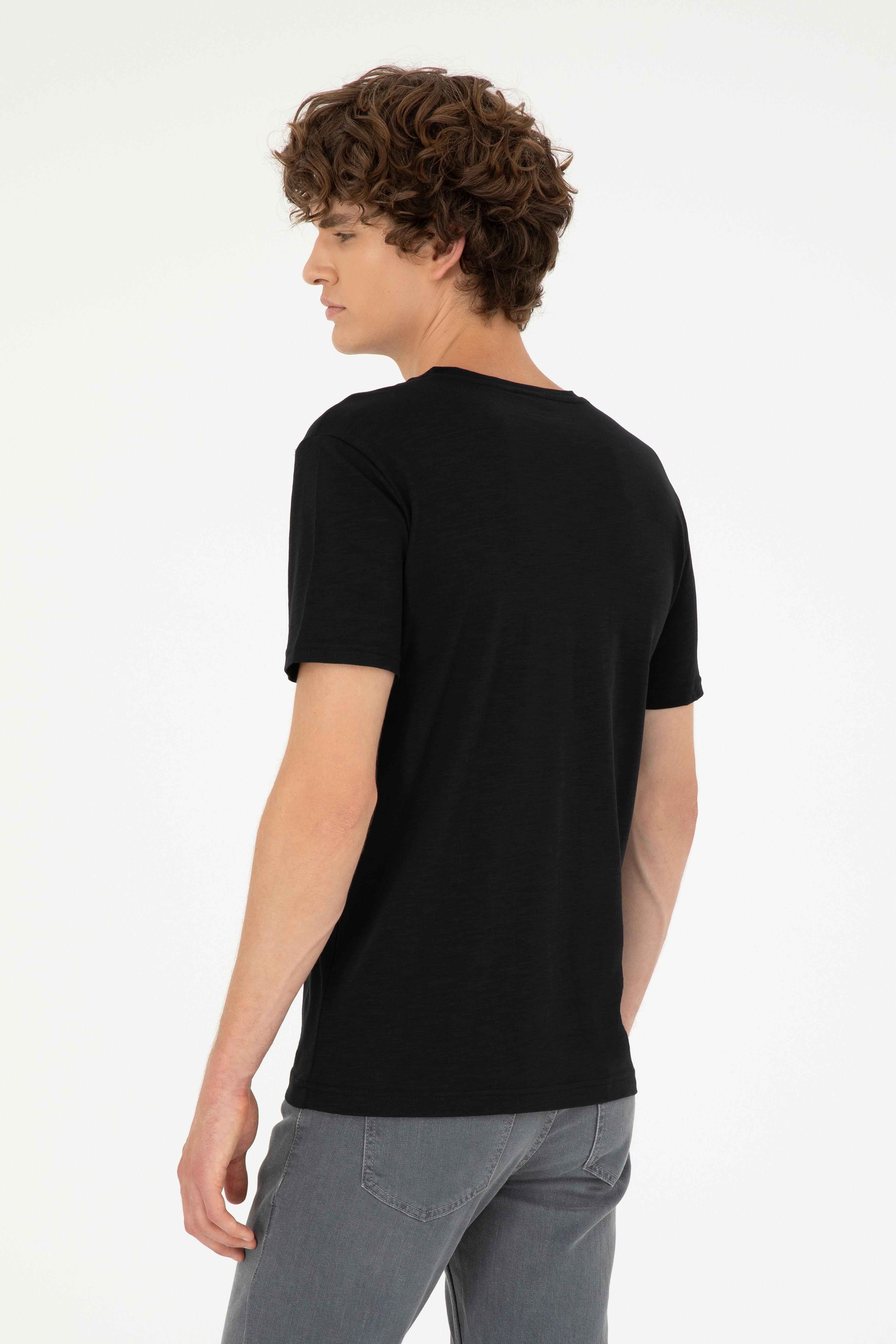 Erkek Siyah Basic Tişört - Image 5