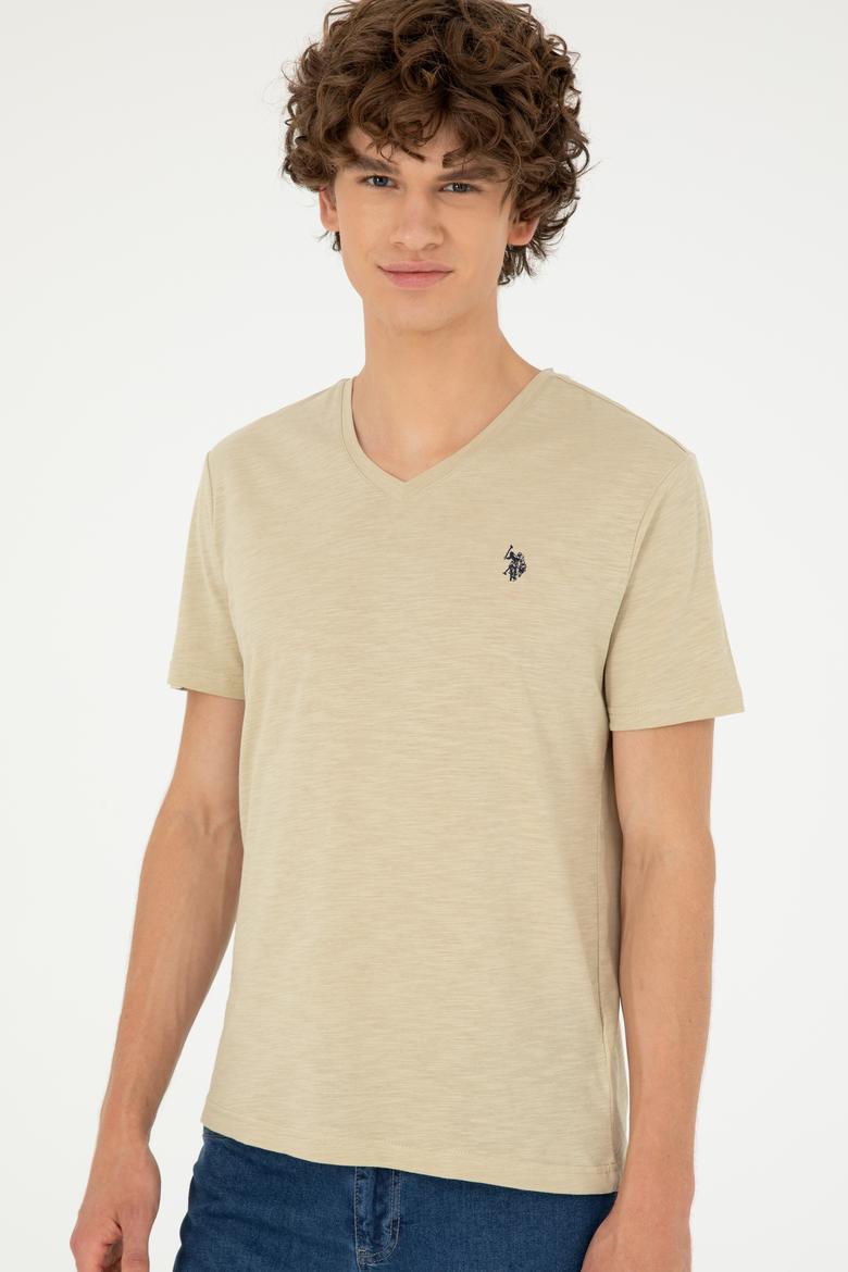 Erkek Açık Haki Basic Tişört - 50279618051