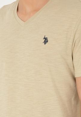 Erkek Açık Haki Basic Tişört - 50279618051