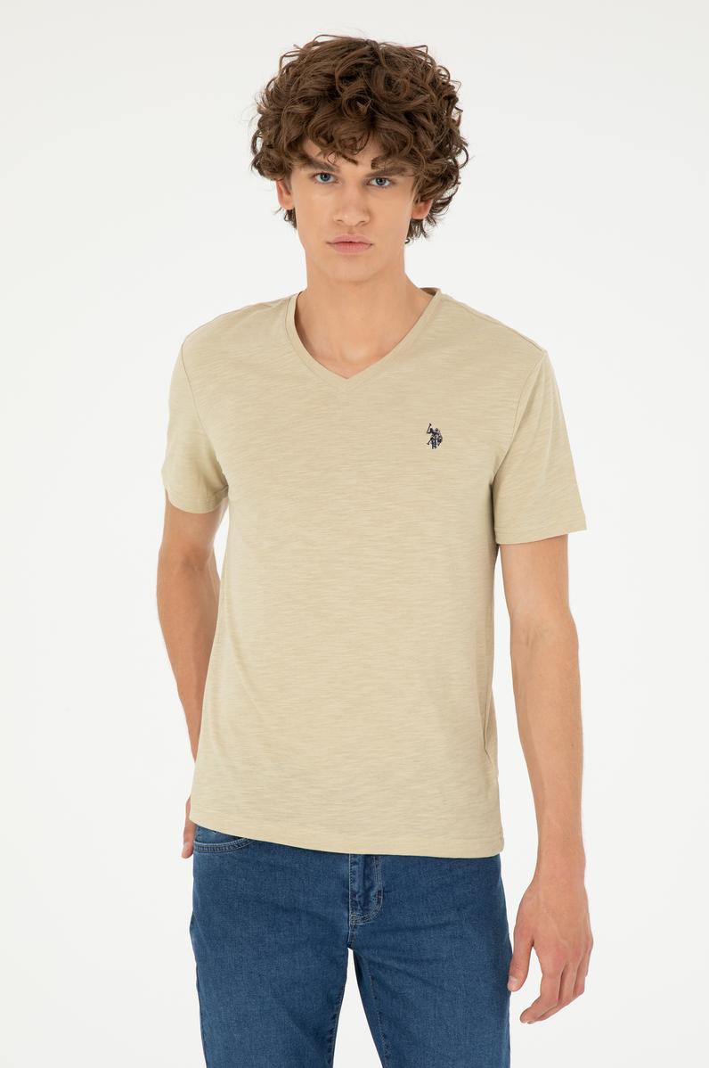 Erkek Açık Haki Basic Tişört