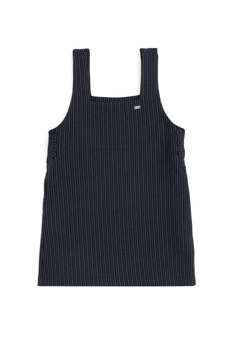 Kız Çocuk Lacivert Çizgili Jile Dokuma Elbise - 50293186004
