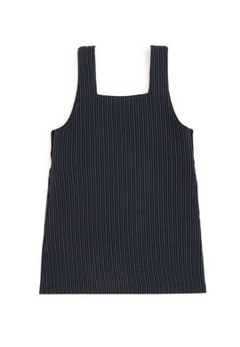 Kız Çocuk Lacivert Çizgili Jile Dokuma Elbise - 50293186004