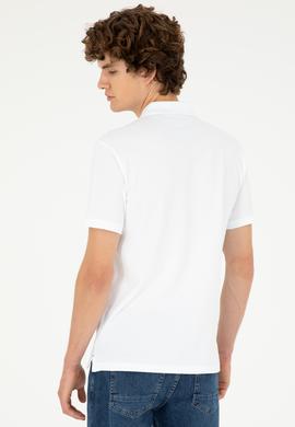 Erkek Slim Fit Polo Yaka Beyaz Basic Tişört - 50279581048