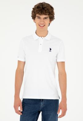 Erkek Slim Fit Polo Yaka Beyaz Basic Tişört - 50279581048