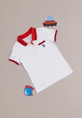 Kız Çocuk Beyaz Polo Yaka Tişört - 50288680001