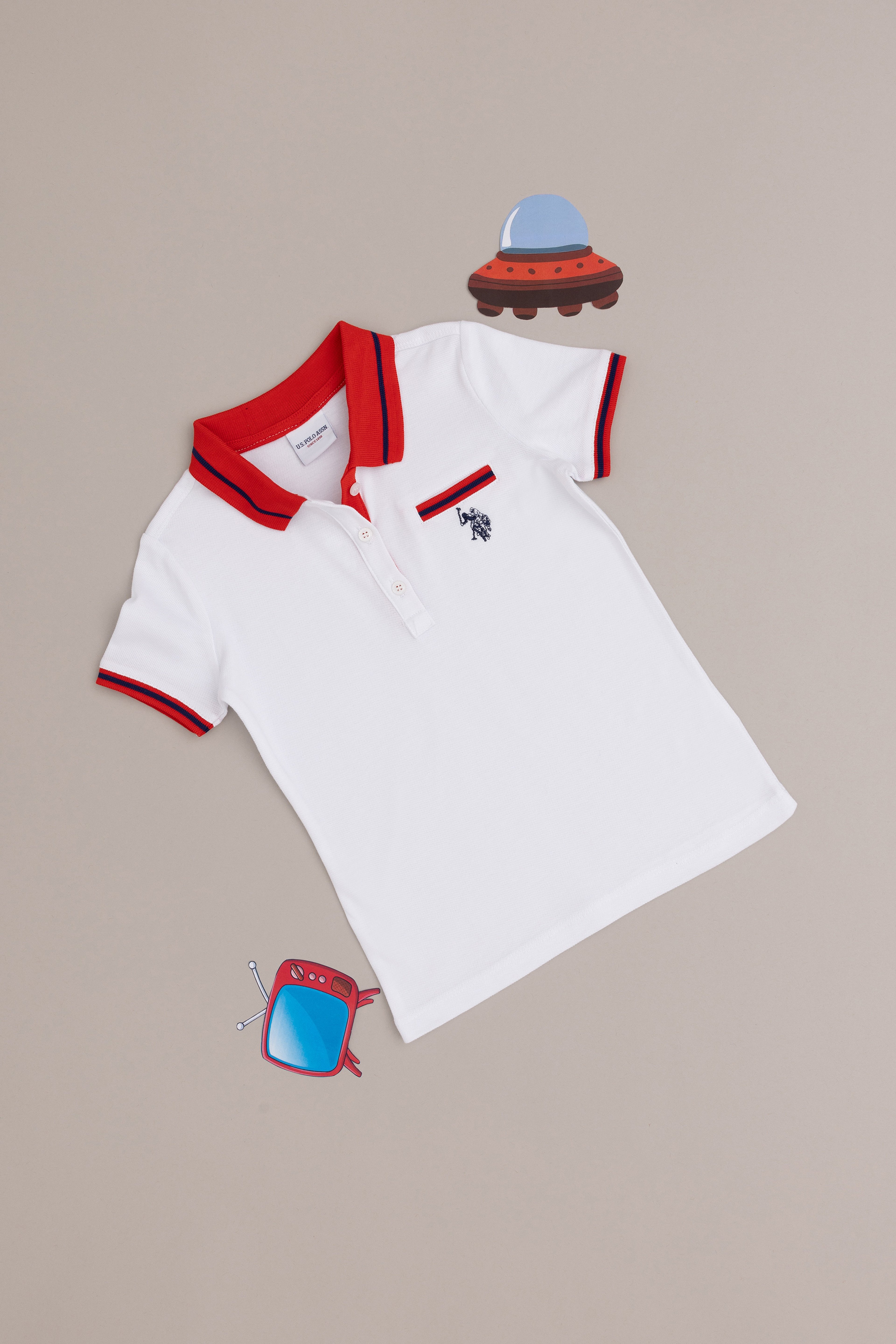 Kız Çocuk Beyaz Polo Yaka Tişört - Image 1