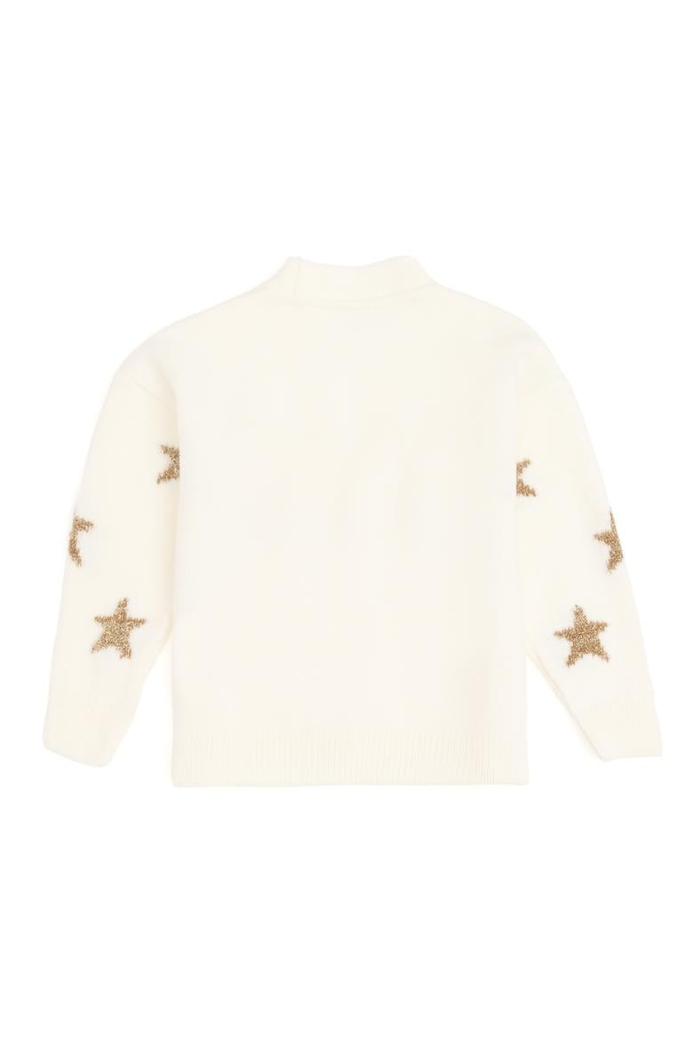 Kız Çocuk Krem V Yaka Triko Hırka - 50293107015