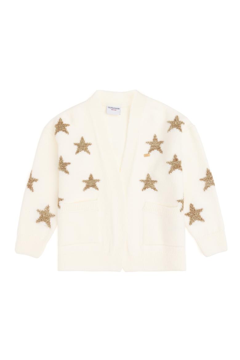 Kız Çocuk Krem V Yaka Triko Hırka - 50293107015