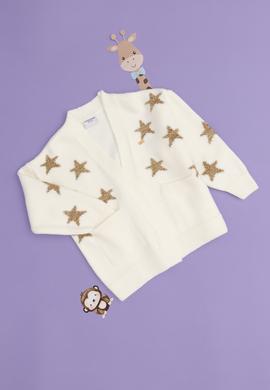 Kız Çocuk Krem V Yaka Triko Hırka - 50293107015