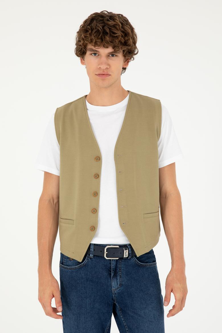 Erkek Haki Örme Yelek - 50281478027