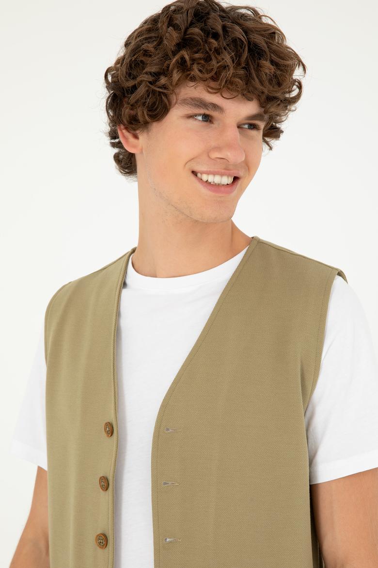 Erkek Haki Örme Yelek - 50281478027