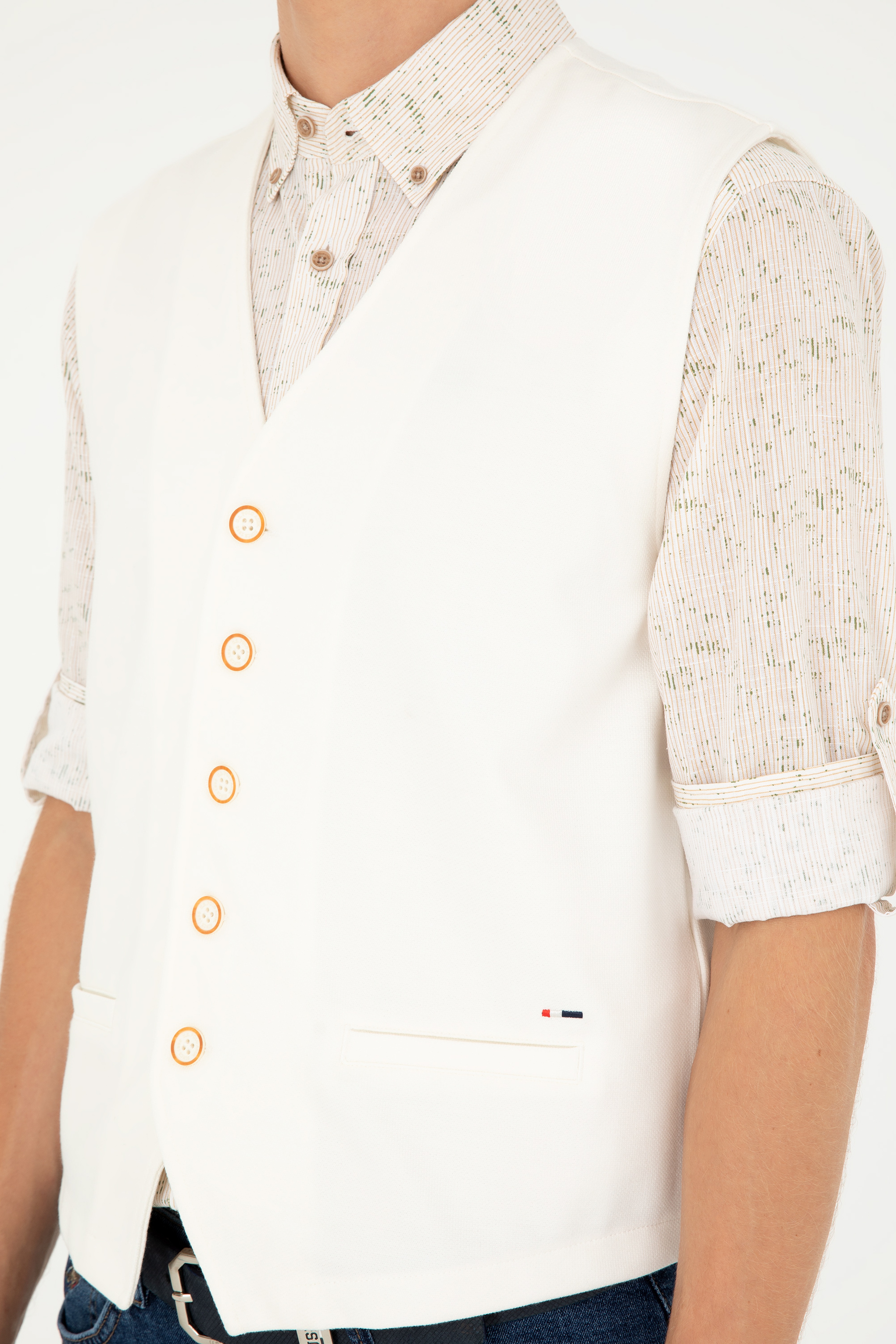 Erkek Ekru Sweatshirt - Image 7