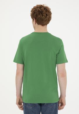 Erkek Regular Fit Bisiklet Yaka Yeşil Basic Tişört - 50279620082