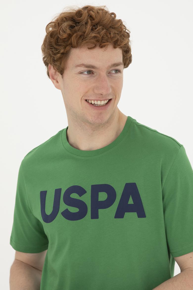 Erkek Regular Fit Bisiklet Yaka Yeşil Basic Tişört - 50279620082