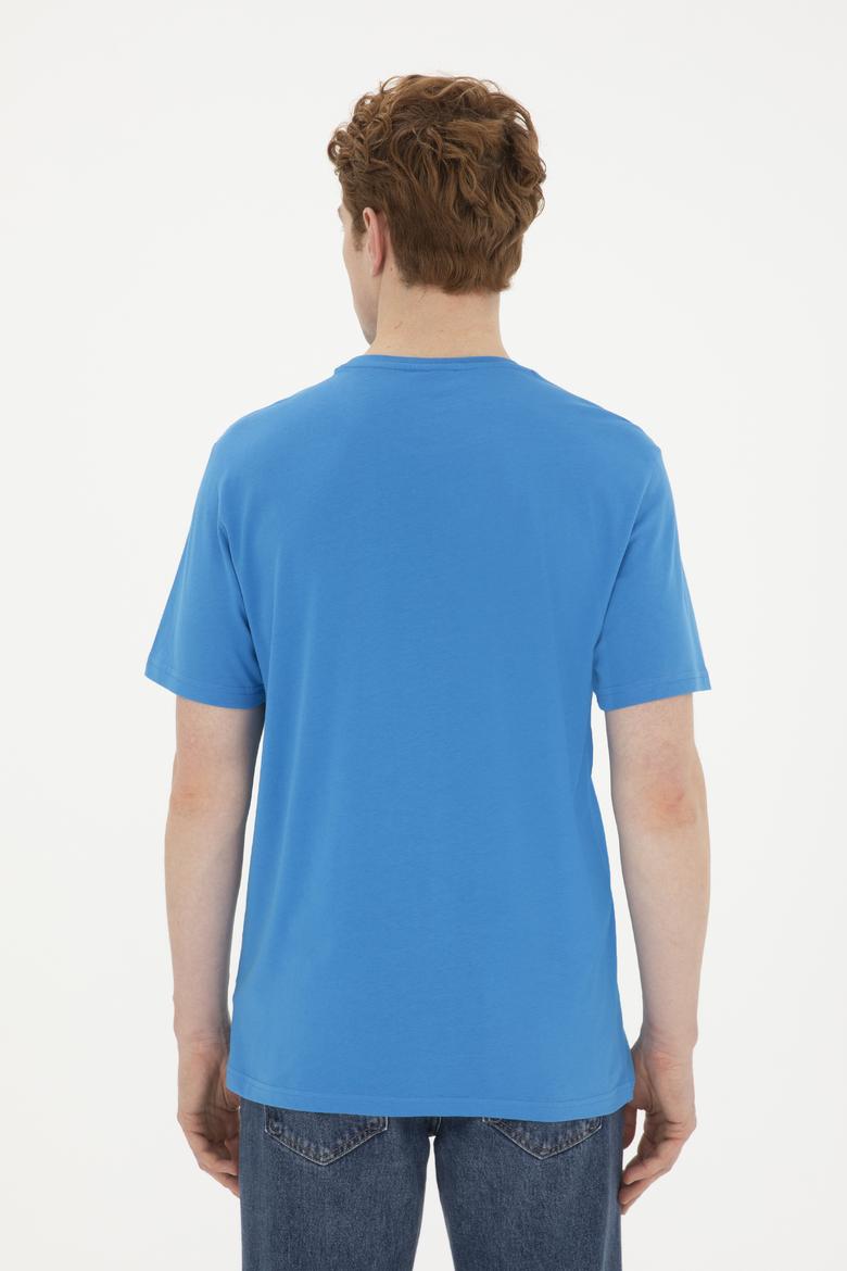 Erkek Regular Fit Bisiklet Yaka Saks Basic Tişört - 50279620129