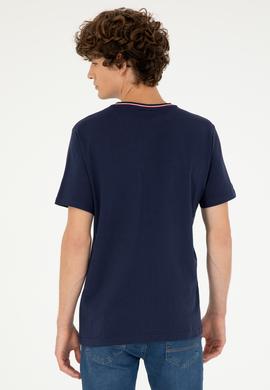 Erkek Regular Fit Bisiklet Yaka Lacivert Tişört - 50294289008