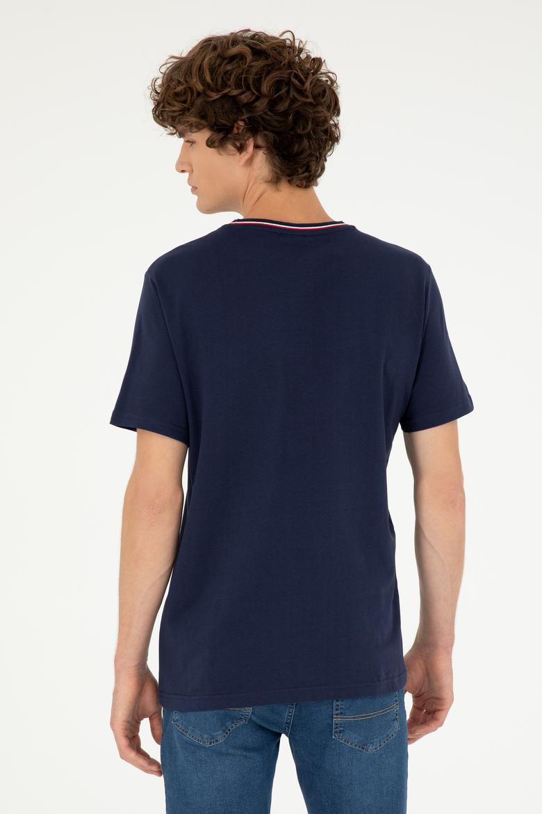 Erkek Regular Fit Bisiklet Yaka Lacivert Tişört - 50294289008