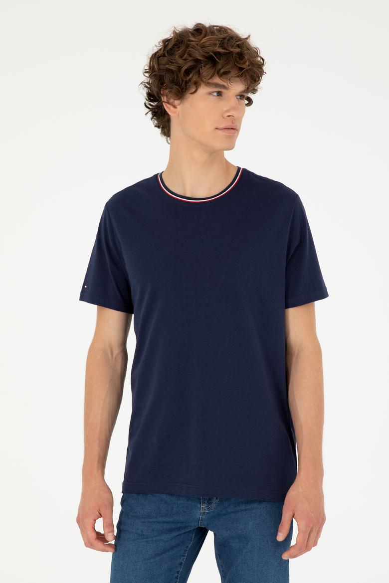 Erkek Regular Fit Bisiklet Yaka Lacivert Tişört