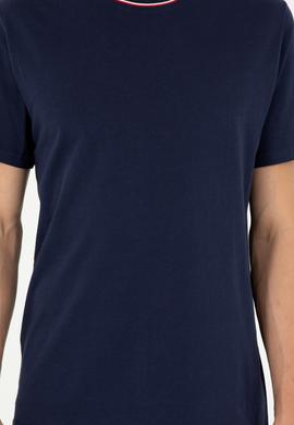 Erkek Regular Fit Bisiklet Yaka Lacivert Tişört - 50294289008