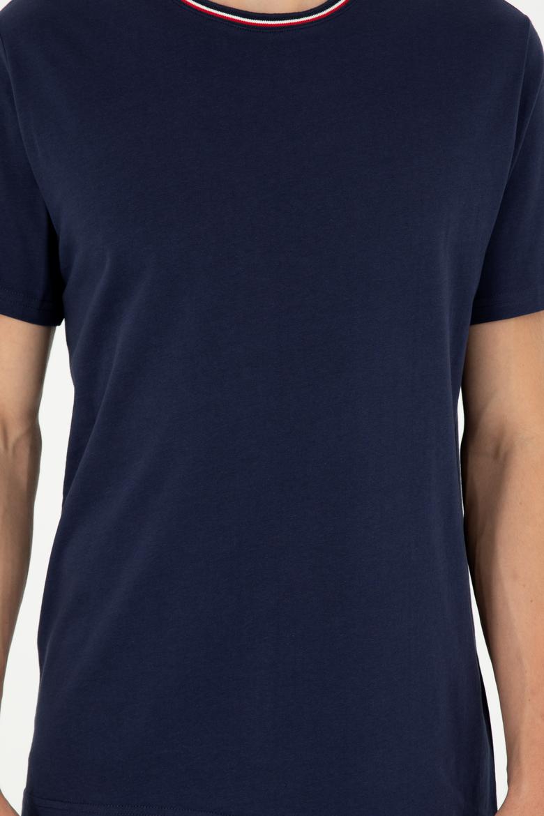 Erkek Regular Fit Bisiklet Yaka Lacivert Tişört - 50294289008