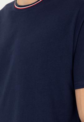 Erkek Regular Fit Bisiklet Yaka Lacivert Tişört - 50294289008