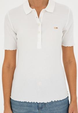 Kadın Ekru Polo Yaka Tişört - 50296156016