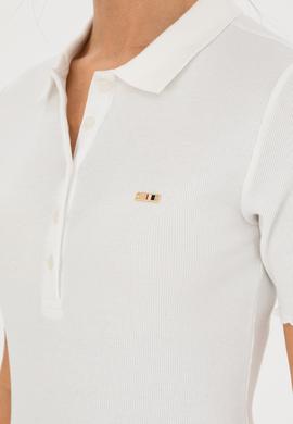 Kadın Ekru Polo Yaka Tişört - 50296156016